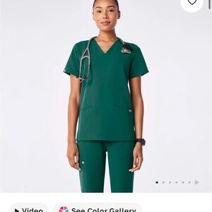 Figs Deep Green Women's V-Neck Scrub Top
